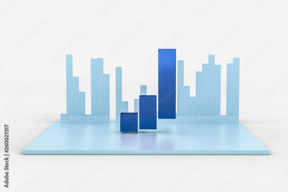 3d rendering, graph chart background, business graph