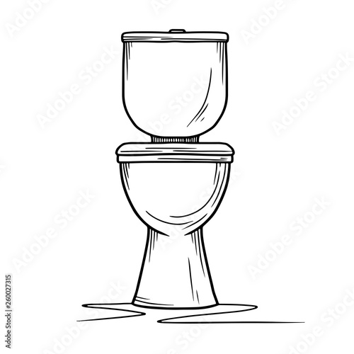 Sketch of toilet bowl isolated on white background.