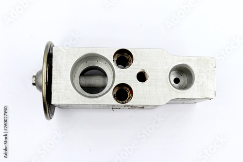 Old Expansion Valve Air conditioner Car, Expansion valve, car cooling system isolated on white background