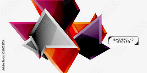 Fototapeta Naklejka Na Ścianę i Meble -  Bright colorful triangular poly 3d composition,abstract geometric background, minimal design, polygonal futuristic poster