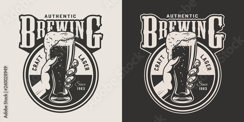 Vintage brewing monochrome round print