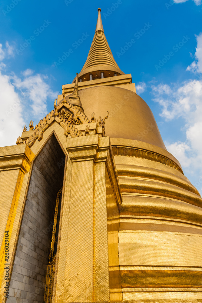 Phra Sri Rattana Chedi, a stupa in Sri Lankan style, in the Temple of Emerald Buddha, Grand Palace, Bangkok