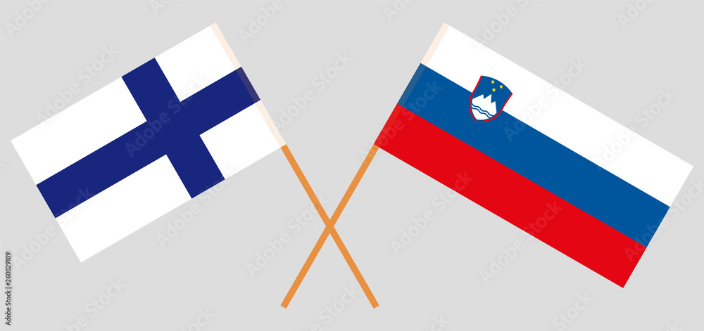 Slovenia and Finland. The Slovenian and Finnish flags. Official colors. Correct proportion. Vector