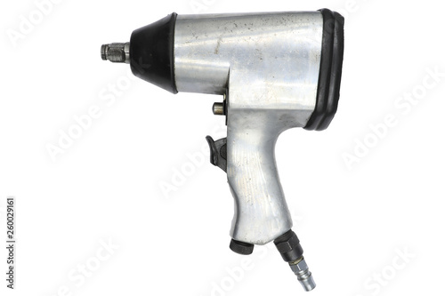 Air Tool for Wheel Bolting and bolts, Pneumatic wrench isolated on white background