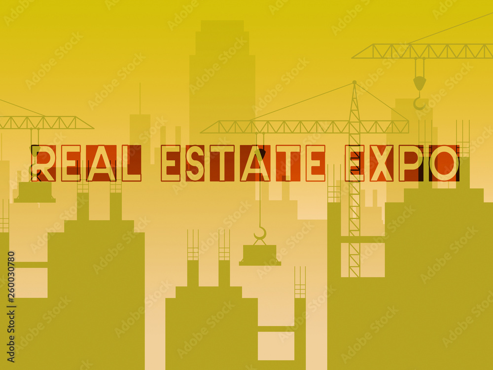 Real Estate Expo City Depicting Property Exhibition For Realtors And Buyers - 3d Illustration