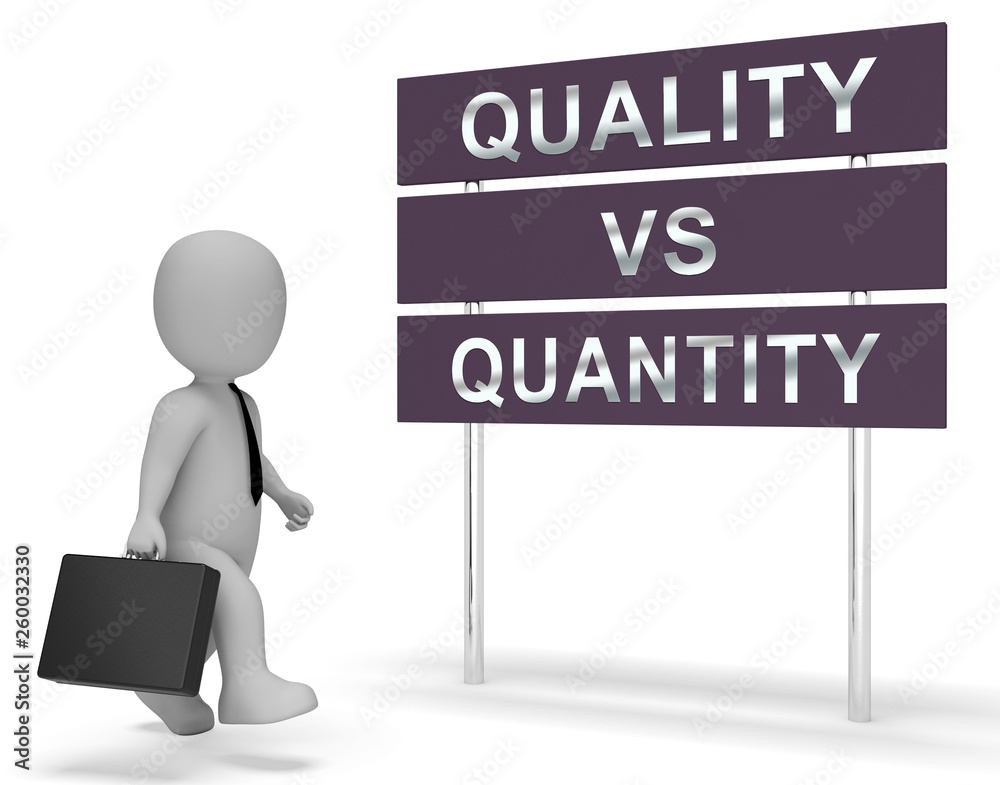 Quality Vs Quantity Signpost Depicting Balance Between Product Or Service Superiority Or Production - 3d Illustration Quality Vs Quantity Signpost Depicting Balance Between Product Or Service Superiority Or Production - 3d Illustration
