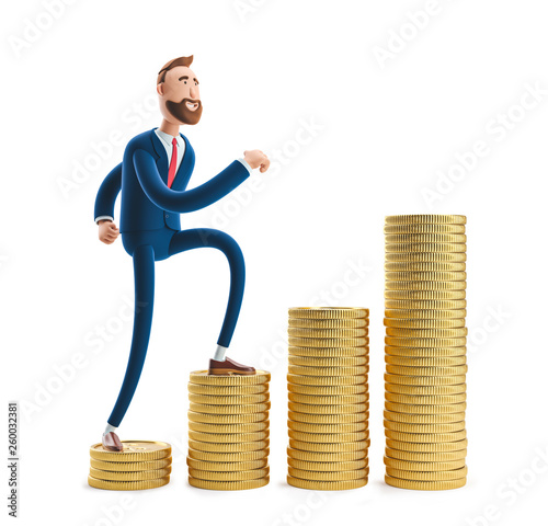 3d illustration. Portrait of a handsome businessman Billy with a stack of money.