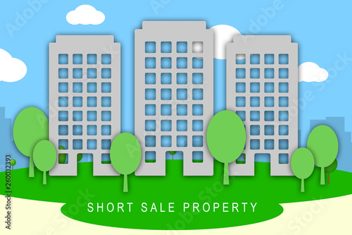 Fototapeta Naklejka Na Ścianę i Meble -  Short Sale House Or Real Estate Building Means Loss On Home Investment - 3d illustration