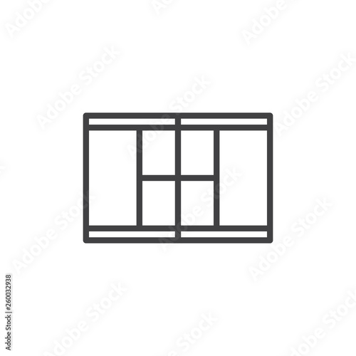 Tennis court line icon. linear style sign for mobile concept and web design. Tennis field outline vector icon. Symbol, logo illustration. Pixel perfect vector graphics