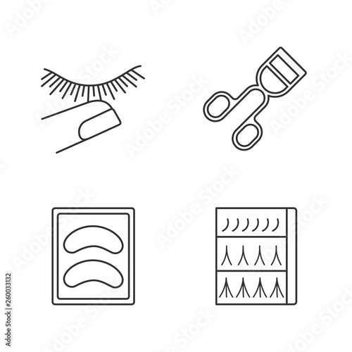Eyelash extension linear icons set