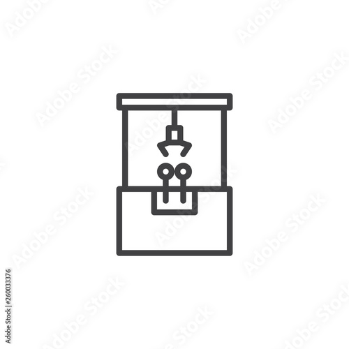 Claw machine line icon. linear style sign for mobile concept and web design. Claw crane arcade machine outline vector icon. Symbol, logo illustration. Pixel perfect vector graphics