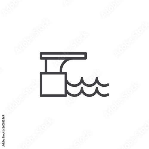 Swimming pool diving platform line icon. linear style sign for mobile concept and web design. Jump Board swimming pool outline vector icon. Symbol, logo illustration. Pixel perfect vector graphics