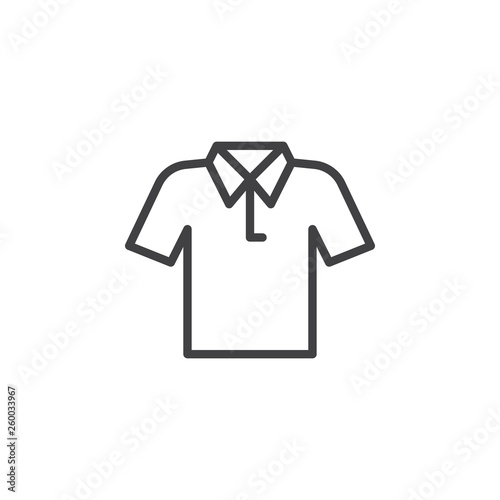 Polo t-shirt line icon. linear style sign for mobile concept and web design. Short sleeves shirt outline vector icon. Symbol, logo illustration. Pixel perfect vector graphics