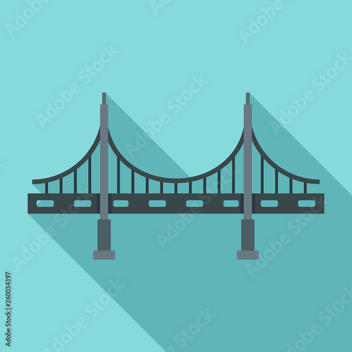 Big metal bridge icon. Flat illustration of big metal bridge vector icon for web design