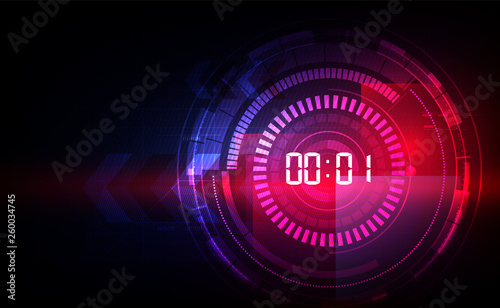 Abstract Futuristic Technology Background with Digital number timer concept and countdown, vector transparent