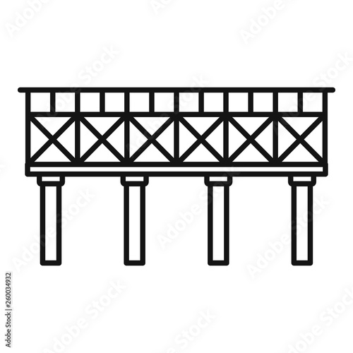 Railroad bridge icon. Outline railroad bridge vector icon for web design isolated on white background