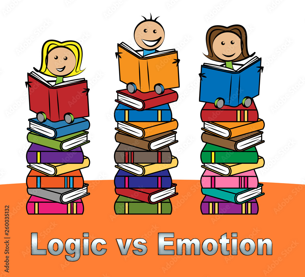 Emotion Versus Logic Books Illustrates The Difference Between Head And