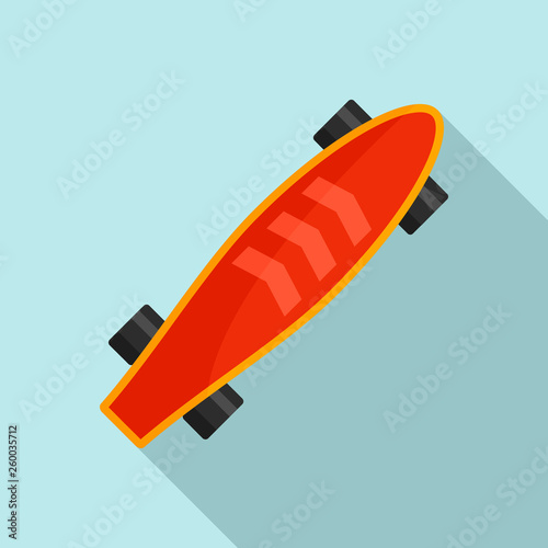 Cute longboard icon. Flat illustration of cute longboard vector icon for web design