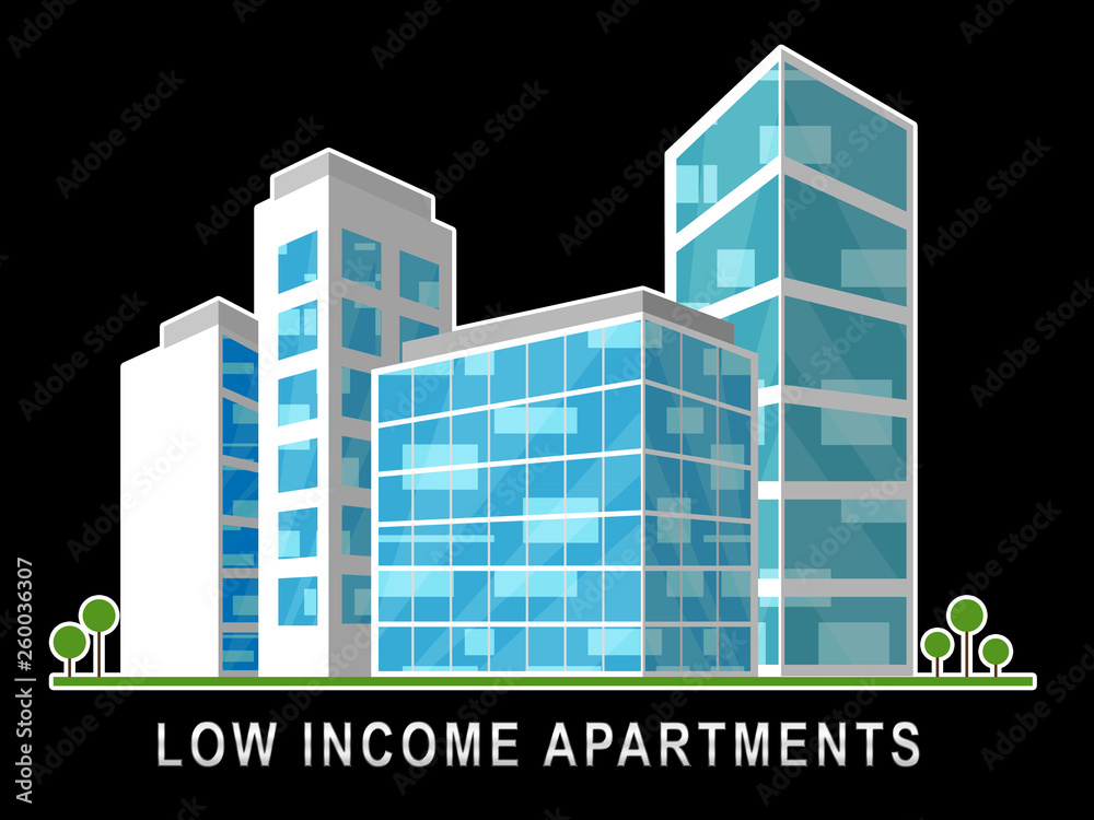 Low Income Apartments And Condos Building Demonstrating High Rise Real Estate - 3d Illustration