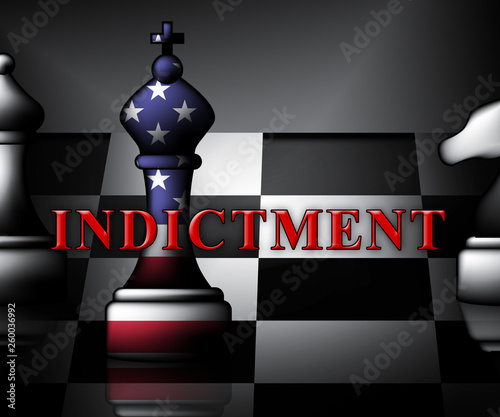 Federal Indictment Chess Piece Shows Lawsuit And Prosecution Against Accused 3d Illustration photo