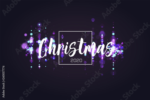 Bokeh sparkle Christmas 2020 background. Glitter lights luxury glamor background. Abstract defocused circular party magic christmas lights. New year glamorous elegant, shiny background. EPS 10.