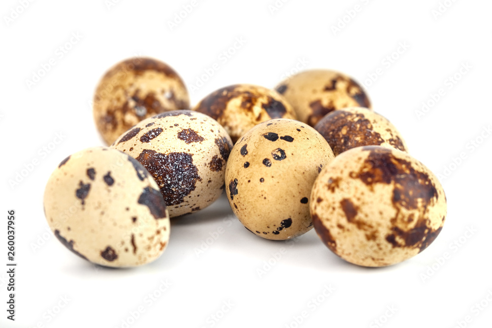 quail eggs isolated on white background. close up