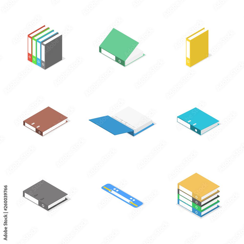 Set of cardboard file folders, vector illustration. Set of cardboard file folders, vector illustration.
