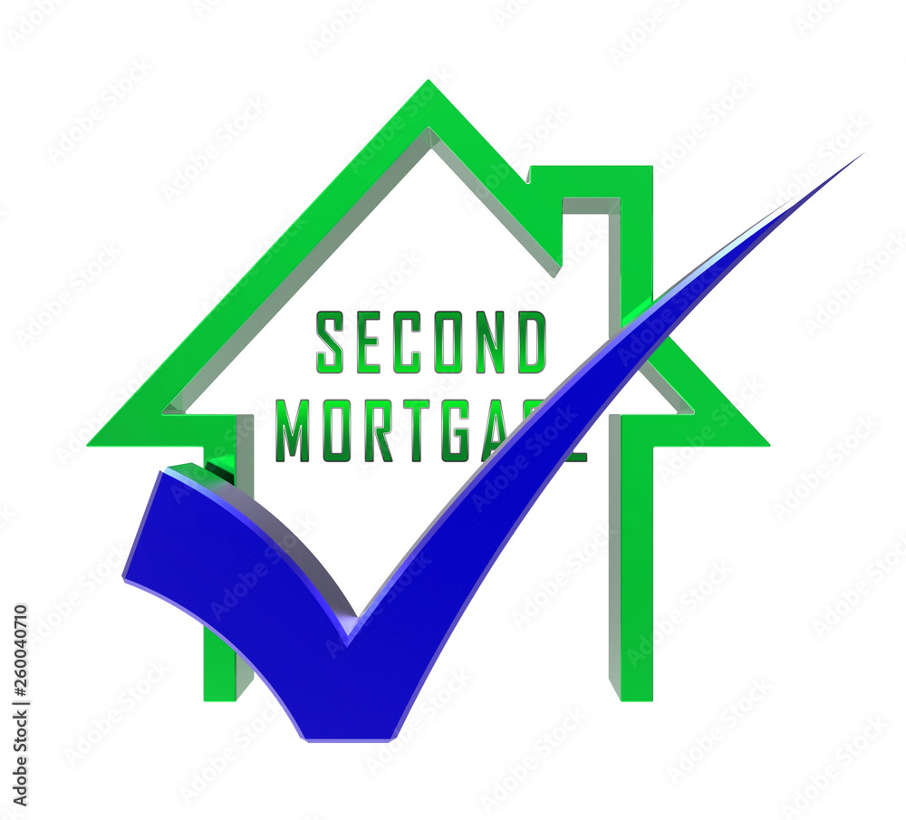 Second Mortgage Finance Icon Showing Line Of Credit On Property - 3d Illustration Second Mortgage Finance Icon Showing Line Of Credit On Property - 3d Illustration