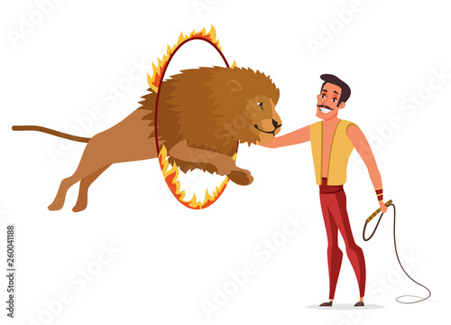 Lion tamer flat color vector illustration