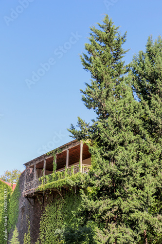 Balcony of a Traditional Georgian houses made of wood in Tbilisi