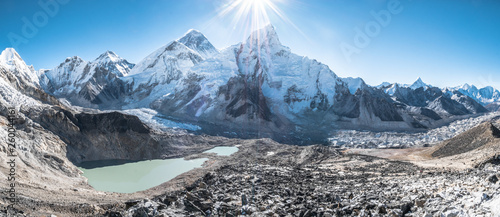 Mount Everest view with sunshine