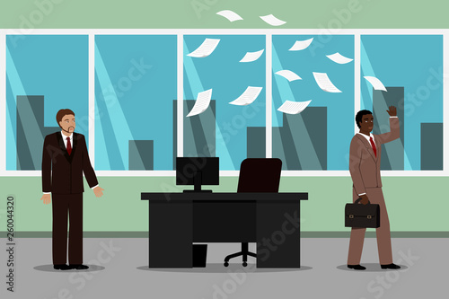 Controversy between boss and his subordinate. Vector illustration.