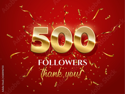 500 followers celebration vector banner with text