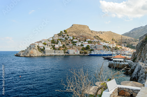 View of Hydra old town and port, Greece