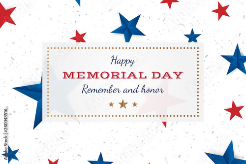 Happy memorial day. Greeting card with stars. National American holiday event. Flat Vector illustration EPS10