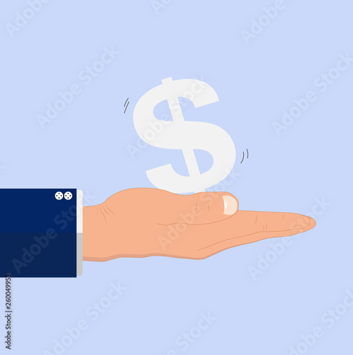 Business's man hand holding shaking Dollar sign, business financial banking economy concept vector illustration