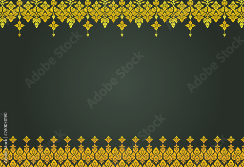 Thai golden vintage frame pattern vector abstract background