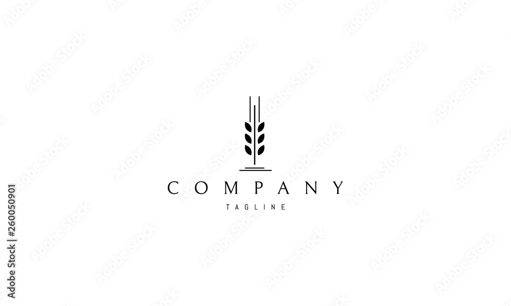 Wheat Spike Abstract Black vector logo design