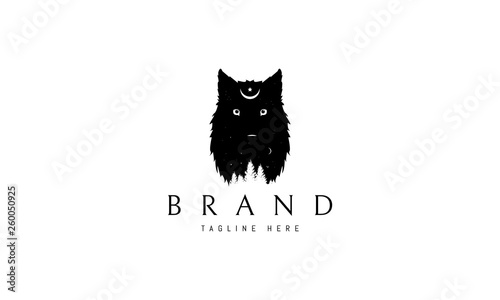 Wild wolf abstract black vector logo design