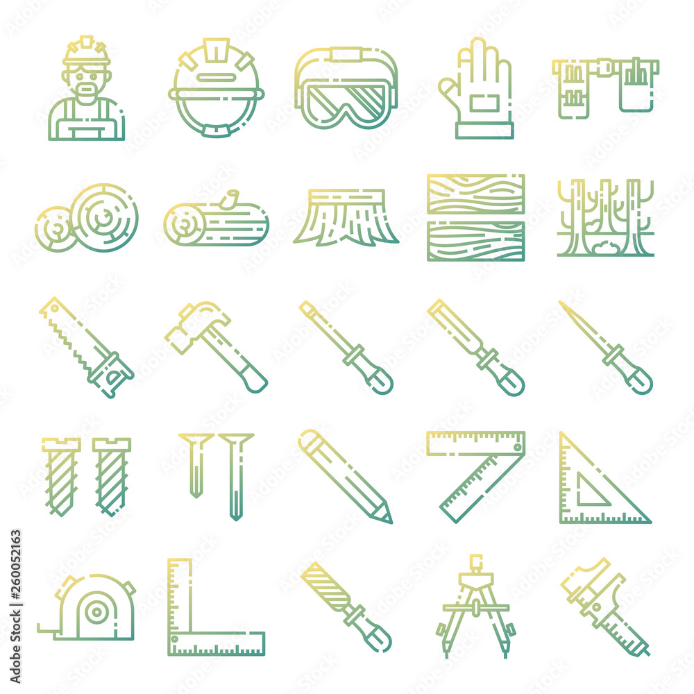 Obraz premium Carpenter icons pack