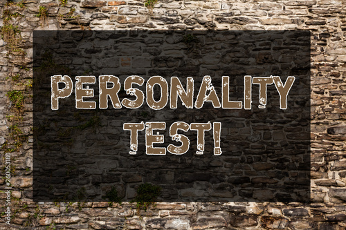 Handwriting text writing Personality Test. Conceptual photo method used assessing huanalysis demonstratingality constructs Brick Wall art like Graffiti motivational call written on the wall