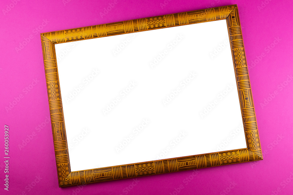 Wooden frame pink background Wooden frame pink background