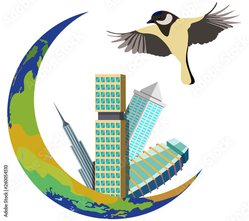 The icon consists of skyscrapers, other buildings and other auxiliary elements.