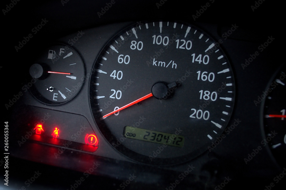 Vehicle speedometer and fuel gauge. Analog vehicle board Vehicle speedometer and fuel gauge. Analog vehicle board