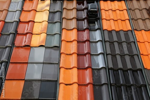 New roof tiles in different colors photo