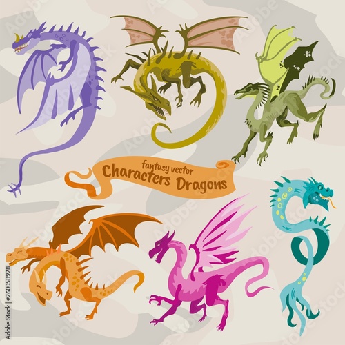 Fantasy character illustration, fictional Dragon animals