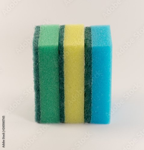 sponges for washing dishes on white background
