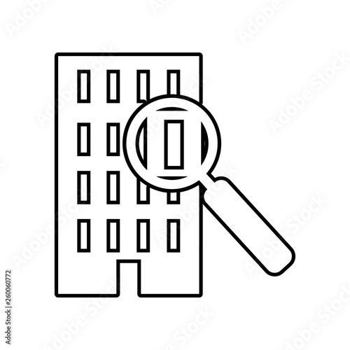 magnifier and apartment icon. Element of zoo for mobile concept and web apps icon. Outline, thin line icon for website design and development, app development