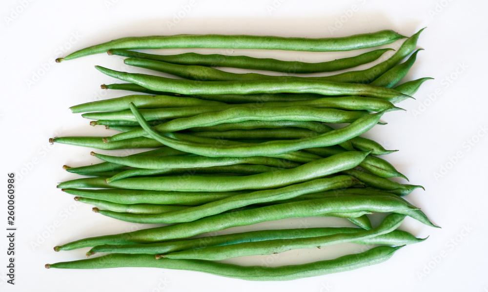Phaseolus vulgaris or common bean on white background.