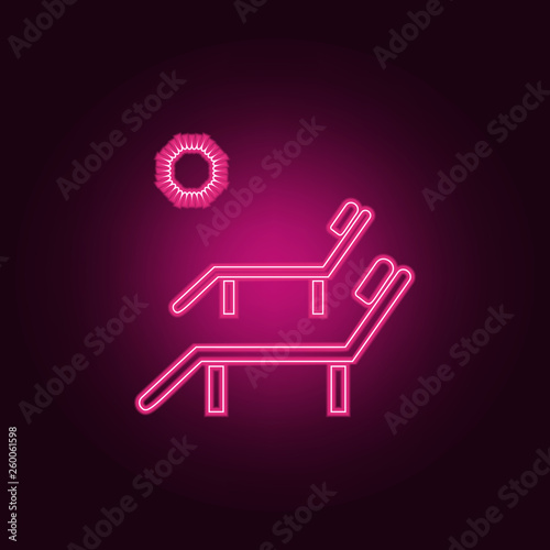 sun beds icon. Elements of SPA in neon style icons. Simple icon for websites, web design, mobile app, info graphics